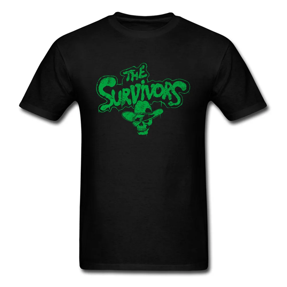 

Halloween The Survivors T Shirt Men Skull T-shirt Green Letter Tops Horror Rock n Roll Clothing Hipster Tshirt Cotton Tee