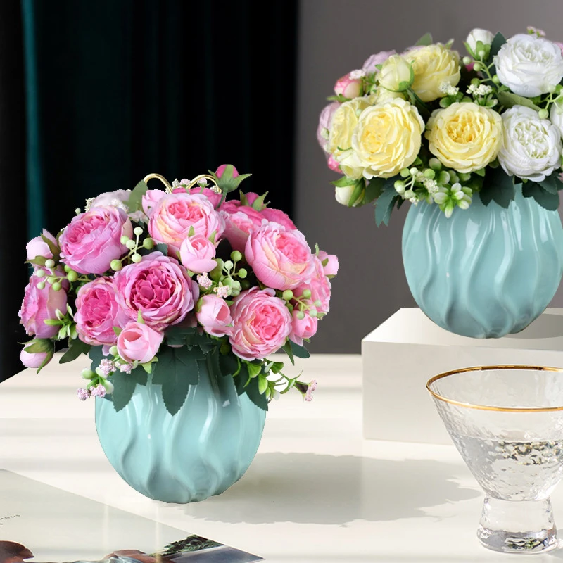 

1Bundle Roses For Christmas Home Wedding New Year Decoration Fake Plants Artificial Flowers Desktop Flower Decoration