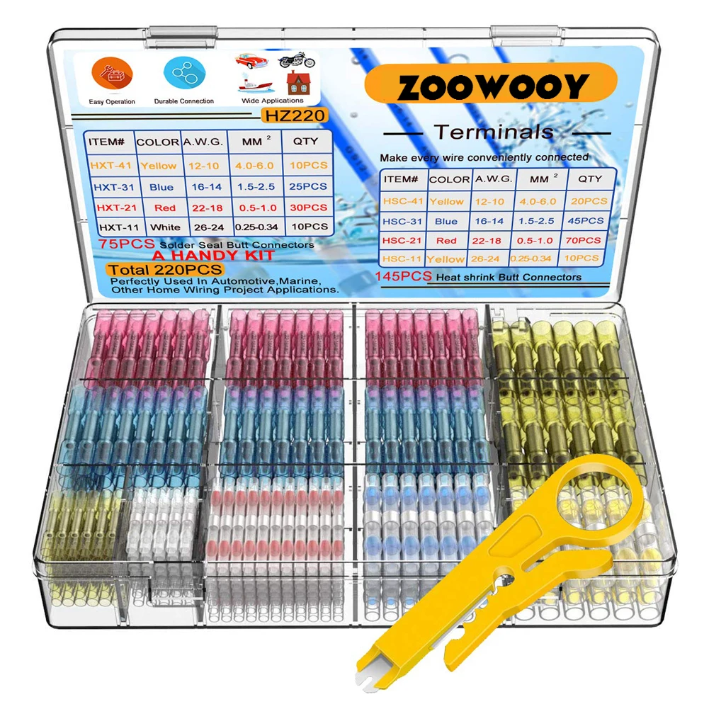 

Heat Shrink Butt Crimp Connectors Mixed with Solder Seal Wire Connectorsï¼Œ waterproof butt heat shrinking terminal pieces