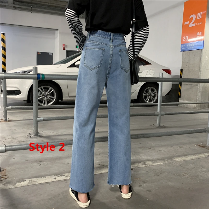 GLAUKE джинсы с высокой талией женские прямые винтажные Мешковатые повседневные