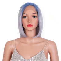 bob wig synthetic 4x4 lace closure wig lolita cosplay wigs ombre blue short bob wigs for women high temperature fiber