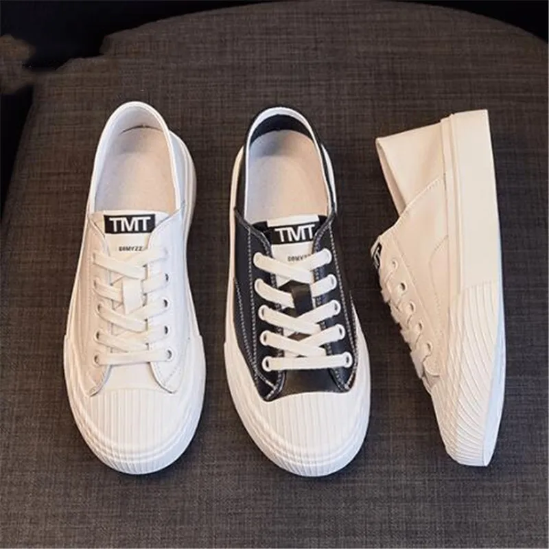 Женские кроссовки из натуральной кожи на шнуровке белые вулканизированной