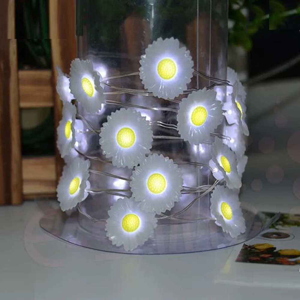 Little Daisy Fairy String Light Battery Powered Garland 2M 20LEDS for Wedding Holiday Indoor Outdoor Decoration | Лампы и освещение