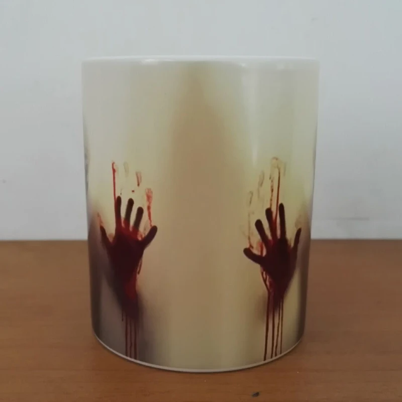 

Newest design The walking dead coffee mugs heat Color changing tea cup Magic Mug gift zombie head double sides printing