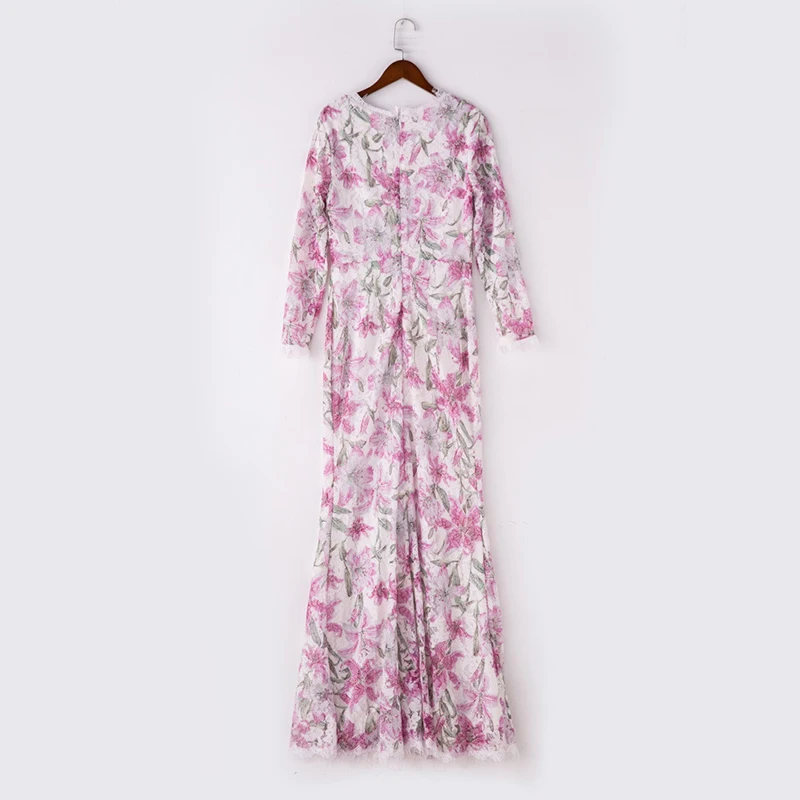 Высокое качество новая мода 2019 дизайнерское подиумное макси платье женское