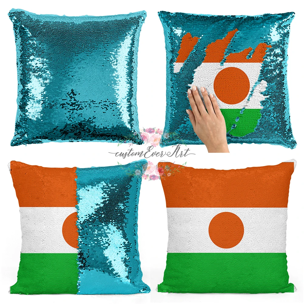 

Niger Personalized custom picture pillow coverhome pillow reversible mermaid sequin pillow case cover