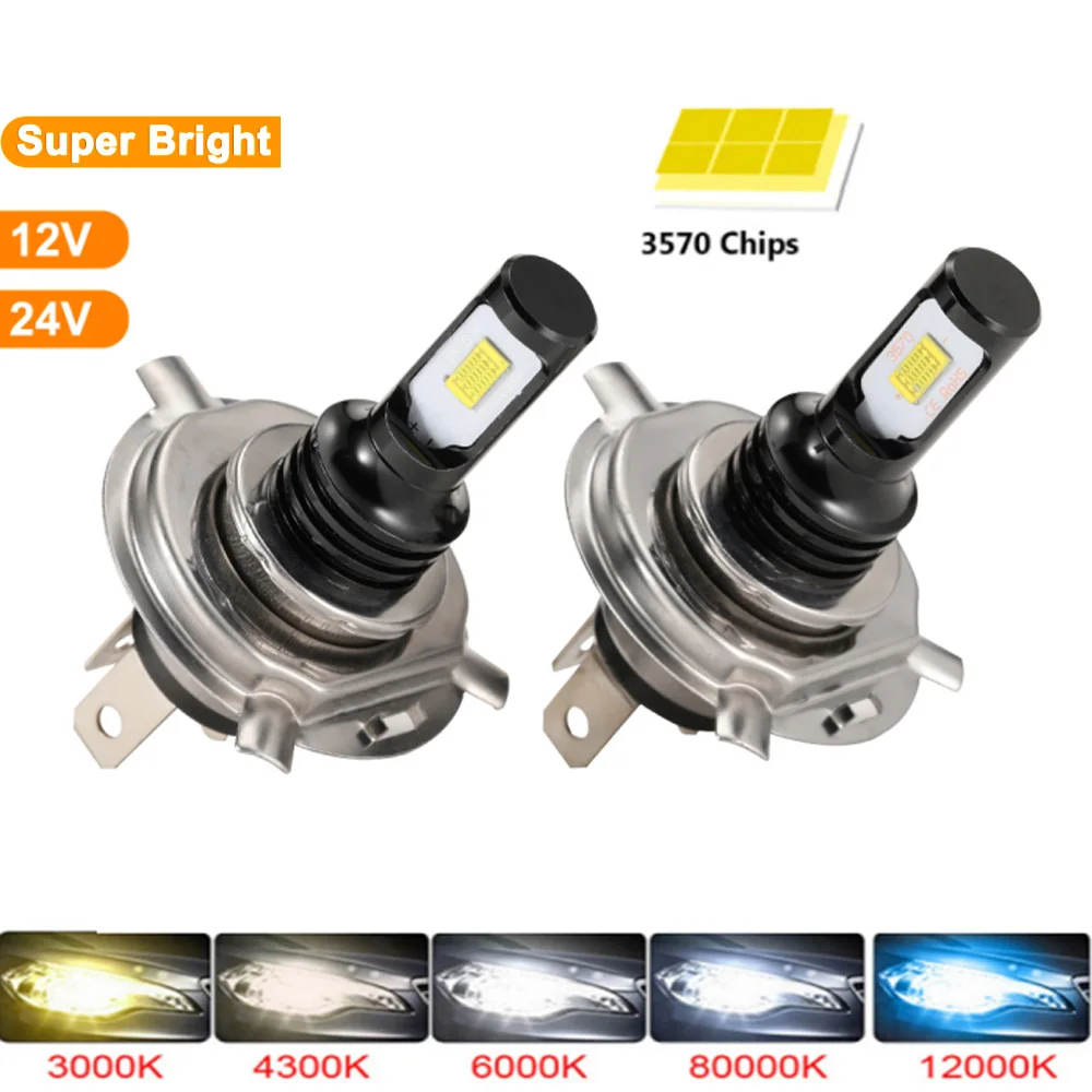 

2Pcs H1 H3 H4 H7 H11 9005 9006 H27 880 Car Auto Motocycle LED Turbo Car Headlight Bulbs Hi-Lo Beam Moto 6000K 4300K Fog Light