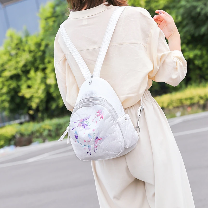 Женский кожаный рюкзак с вышивкой для девочек подростков 2019|Женские рюкзаки| |