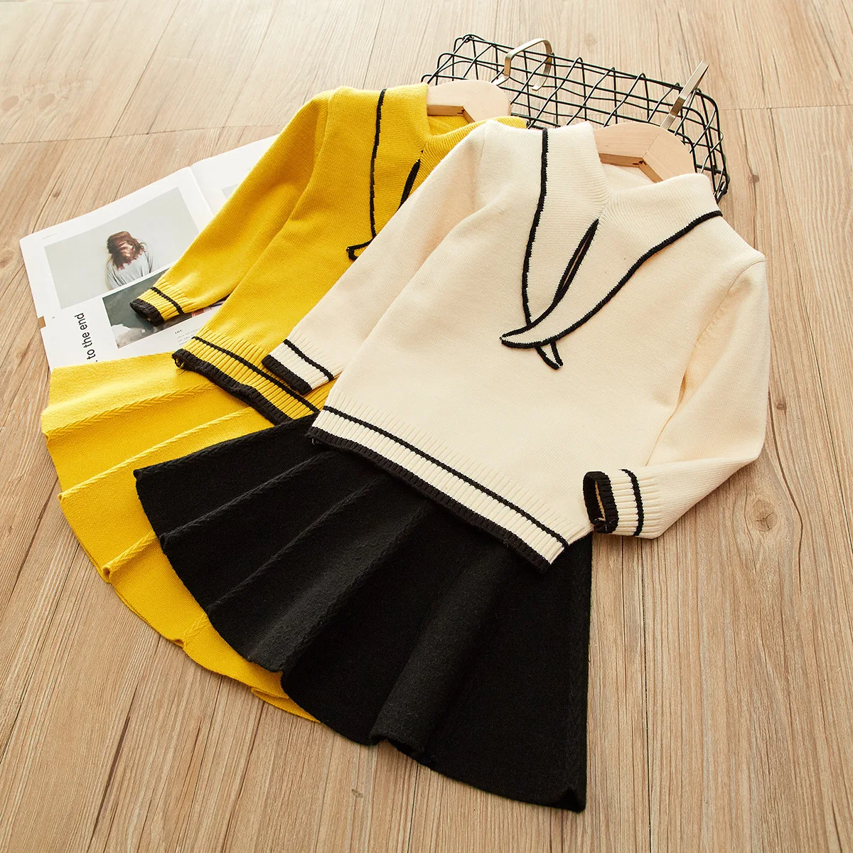 

2019 Girl Baby Knitted Clothing Set for Autumn Winter Fashion Sweaters+Skirts,Kids Girls Princess Clothes Suits