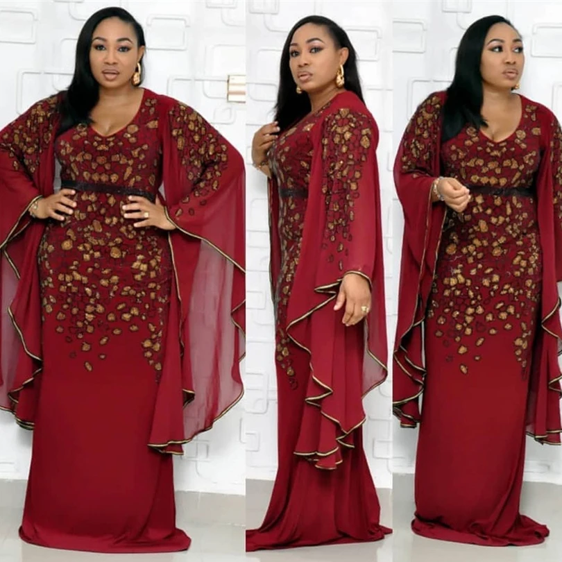 Новые африканские платья для женщин с вышивкой и блестками одежда в африканском