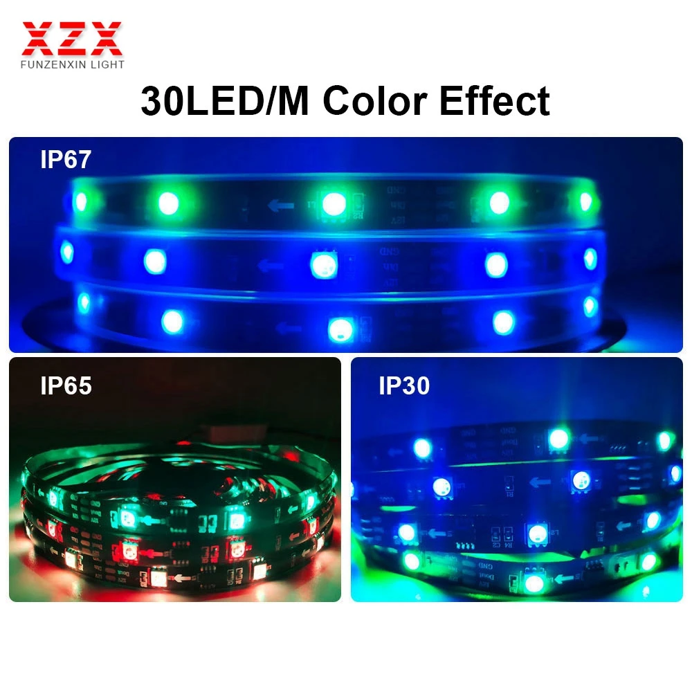 

DC12V WS2811 IndividuaIIy Addressable RGB Led Strip External 1 IC Control 3 Leds 5050 SMD Waterproof 30/48/60 led/m Pixels