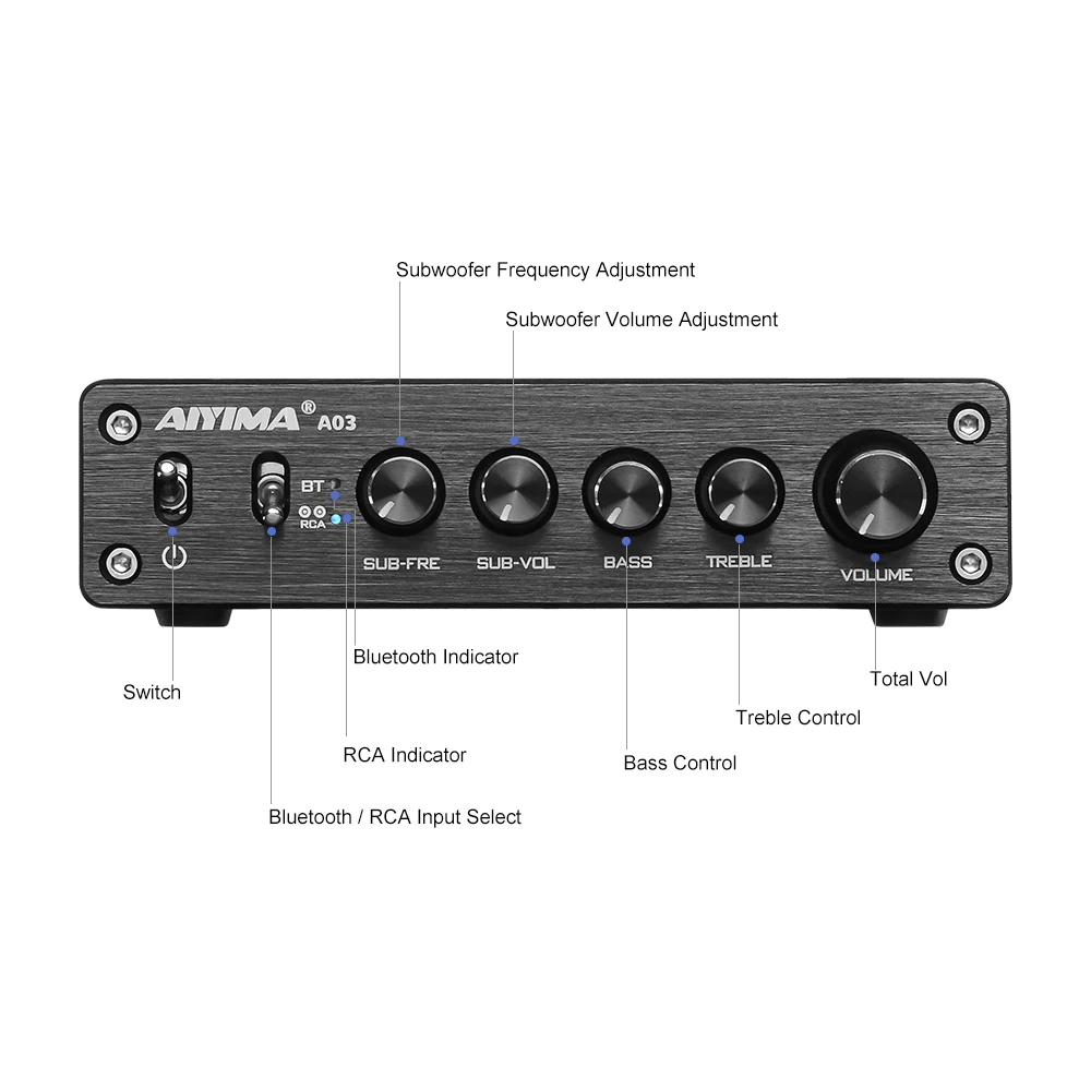 Усилитель сабвуфера AIYIMA TPA3116 Bluetooth 2 1 50 Вт x2 + 100 цифровой усилитель мощности APTX HD 5