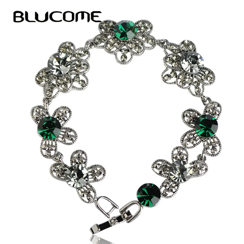 Женский винтажный браслет Blucome с фианитами украшенный кристаллами свадебное
