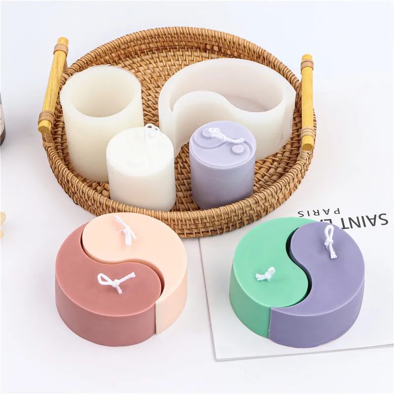 

INS Tai Chi Silicone Candle Mold Cylindrical Yin Yang Bagua Aromatherapy Candle Handmade Soap Mousse Cake Mold Resin Making Tool