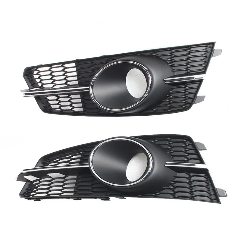 

Chrome Front Left Right Bumper Lower Fog Light ACC Grilles Radar Sensor Decoration Shell Set for AUDI A6 17-18 S6 S-Line C7.5