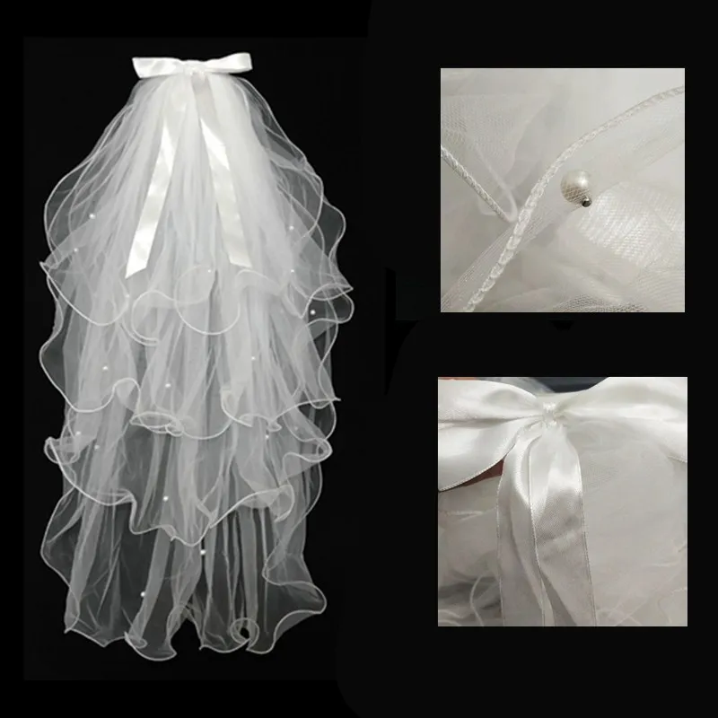 

Luxury Bridal Tulle Bridal Veil Pearl Wedding Veil with Hair Comb 1 Tier Long Wedding Veil Cathedral Wedding Veil