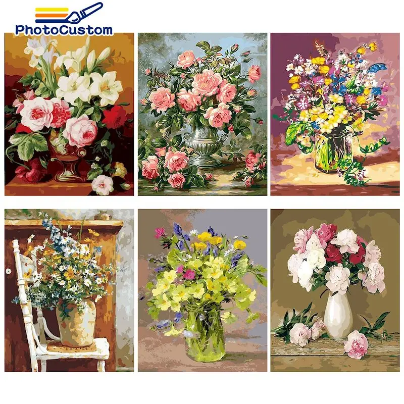 

PhotoCustom 5d Mosaic Diamond Embroidery Cross Stitch New Arrivals Orchid Full Square Diamond Painting Flower DIY Creative Hobbi
