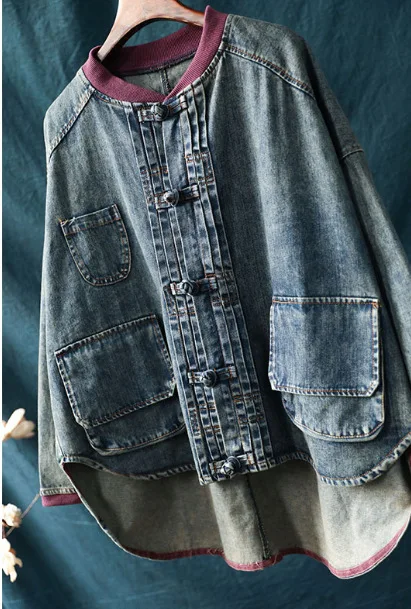 Women Spring Single Breasted Denim Jackets Ladies Vintage Handmade Button Coat Outerwear Female 2020 | Женская одежда