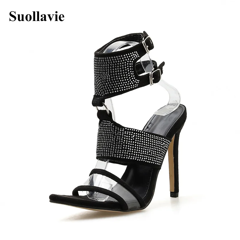 Новые роскошные стразы Для женщин босоножки на высоком каблуке летние шпильки