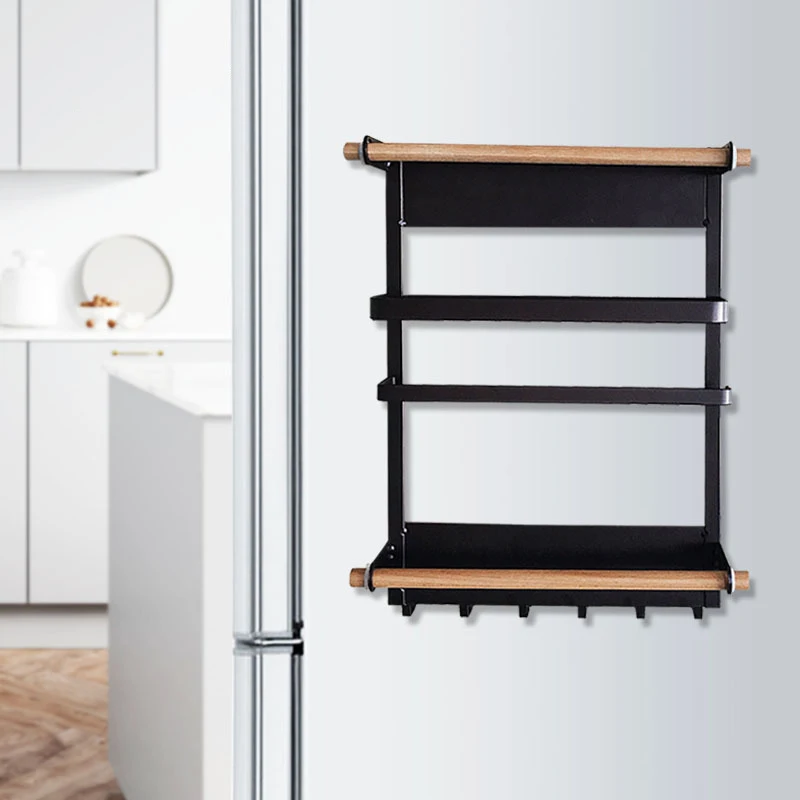 

Magnetic Adsorption Refrigerator Side Rack Wall-mounted Multi-function Storage Holder Kitchen Paper Towel Shelf Rack Organizer