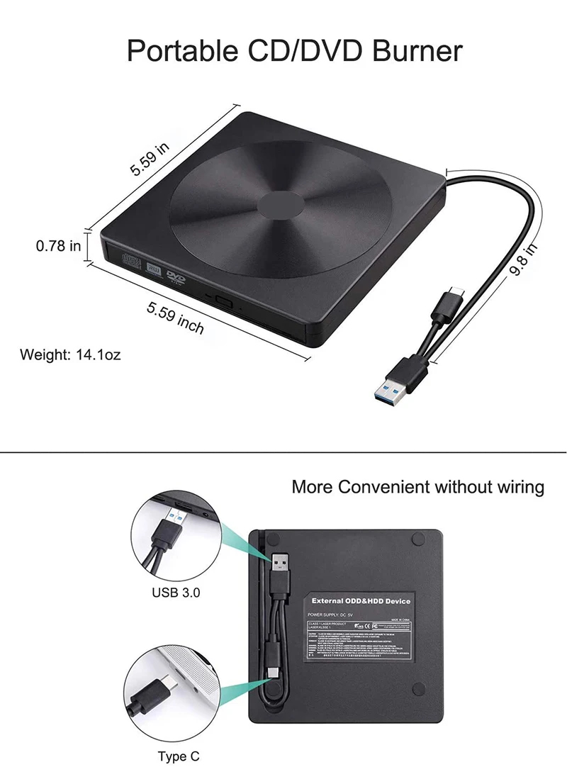 Портативный USB 3 0 внешний DVD записывающее устройство RW оптический привод для