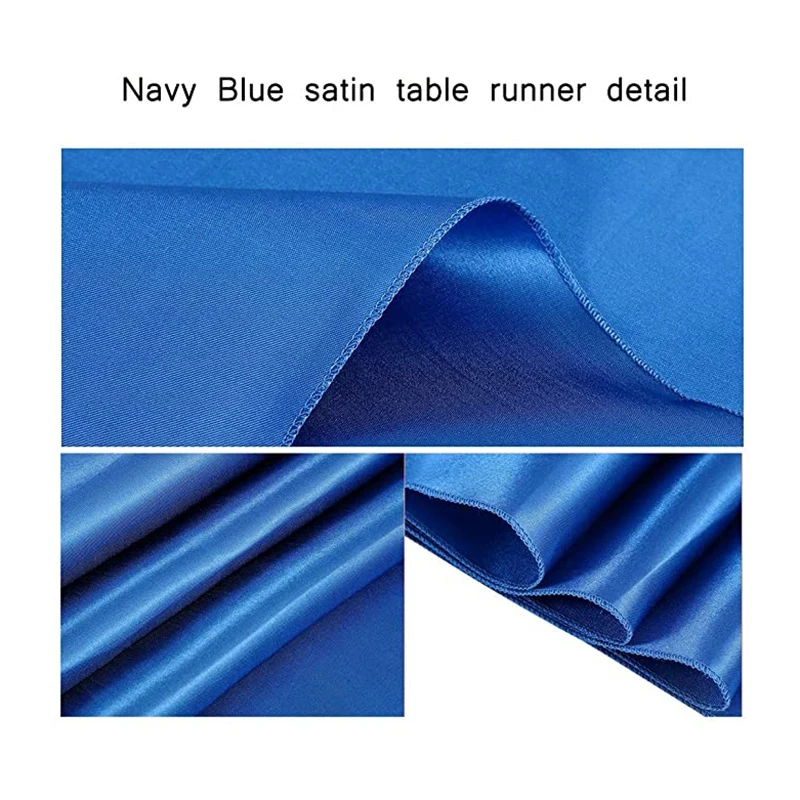 

Set of 5 Navy Blue Satin Table Runner 12X108 Inch Party Table Runner for Wedding Banquet Decoration