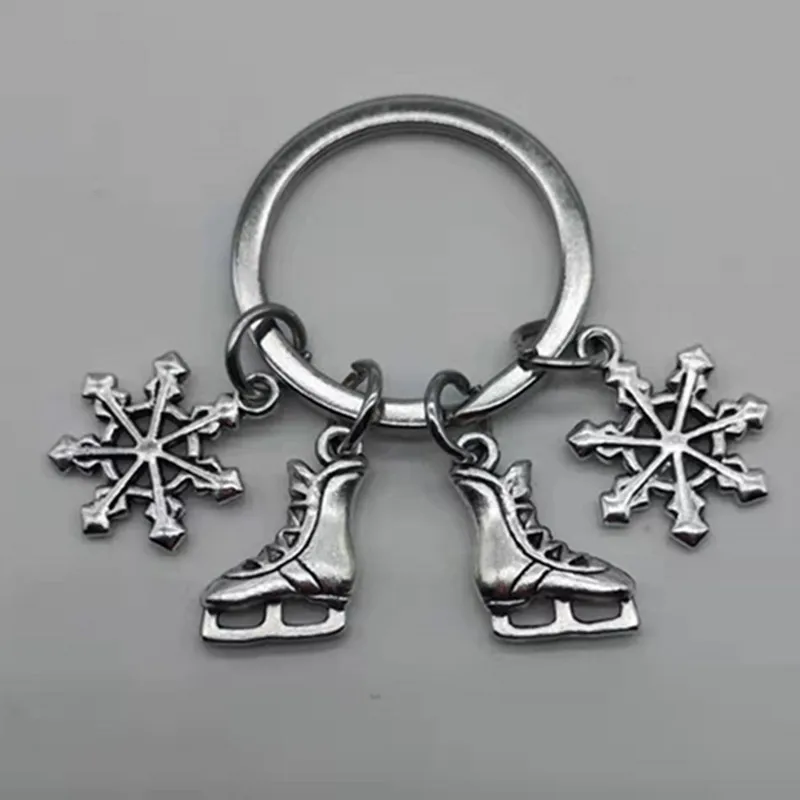 Новинка модный брелок для ключей в виде коньков снежинок кольцо ролика ювелирное