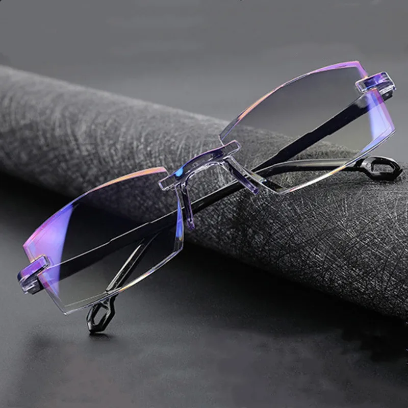

Anti Blue Frameless Reading GlassesTrimmed Magnification Eyewear +1.0 +1.5+2.0+2.5+3.0+3.5+4.0 Resistant To Bending Temples