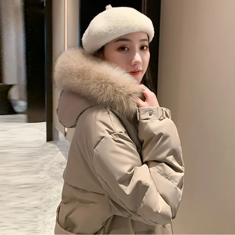 AOSSVIAO Warm Fur Liner Long Hooded Parkas Jacket Coat Fashion Winter Jacket Women Casual Thick Winter Coat Women 2021