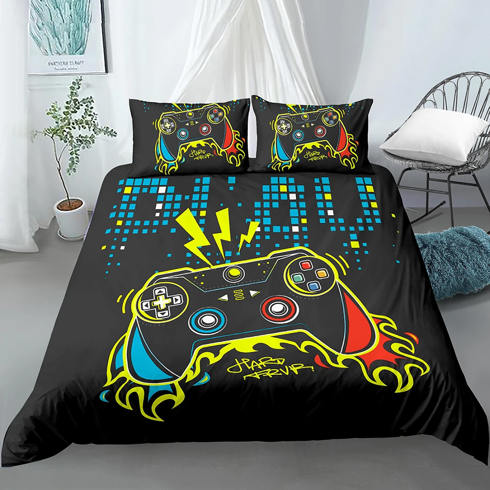 

3D Duvet Cover Teens Gamer Bedding Set For Kids Boys Girls Bed Gamepad Printed with Pillow Case Xmas Gifts US Queen EU DouBle
