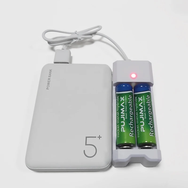 Новое зарядное устройство PUJIMAX с 2 USB-разъемами AA/AAA для аккумуляторных батарей 1 в