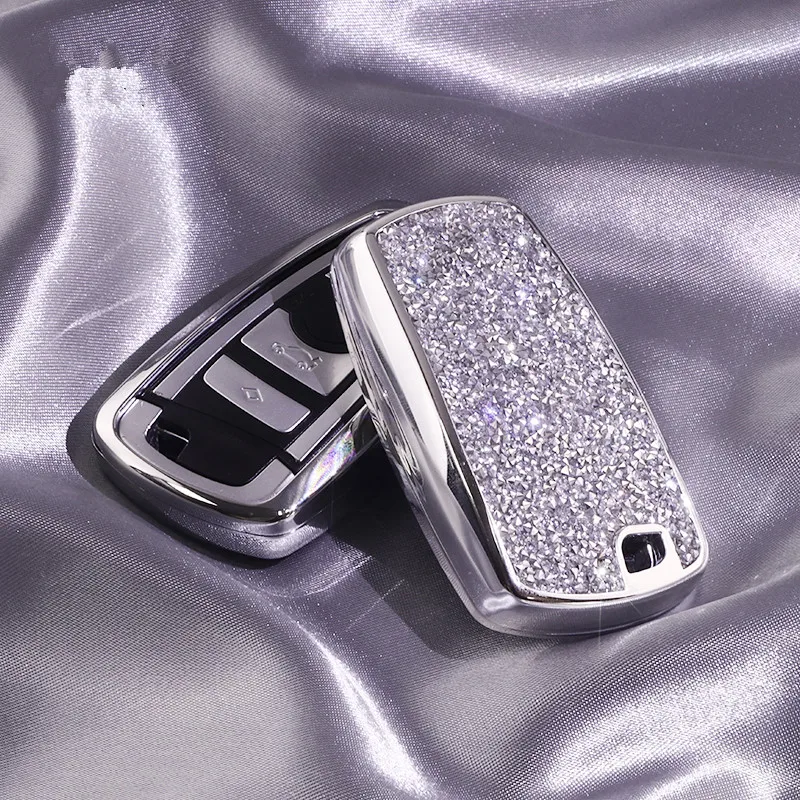 

2020 Luxurious Starry Bling Crystal Diamond Car Key Case For BMW 1/3/5/7 Series X3 M2/3/4/5/6 Interior Accessories Key Chain