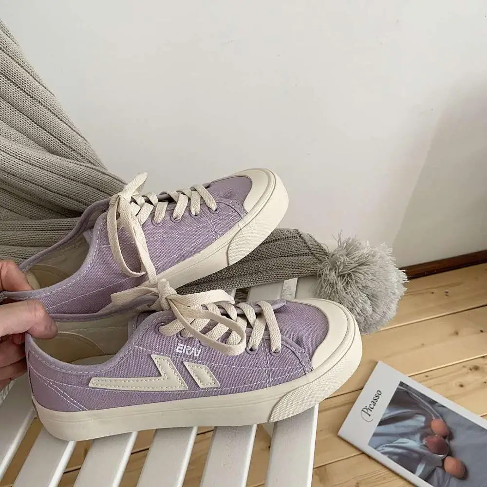 Женские парусиновые кроссовки Мягкая фиолетовая обувь Брендовые милые