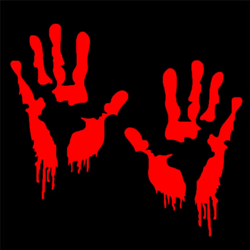 

13cm Terror Red Bloody Blood Hand Print Vinyl Car Decal Zombie Creepy Car Sticker