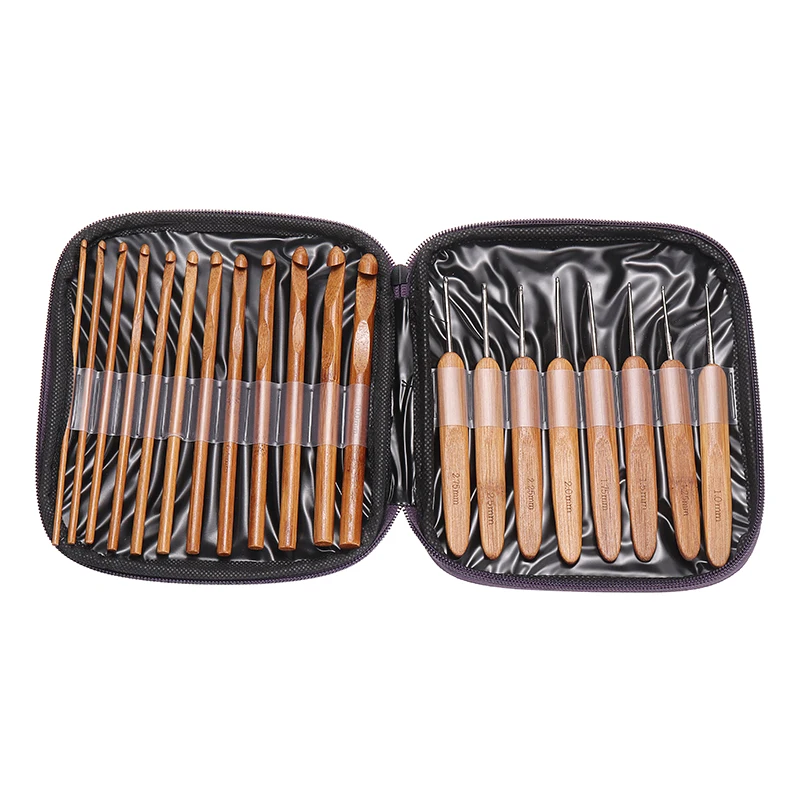 

12PCS Bamboo Knitting Needles Set Small Lace Knitting Hooks Set DIY Crochet Hooks Needles Sewing Tools