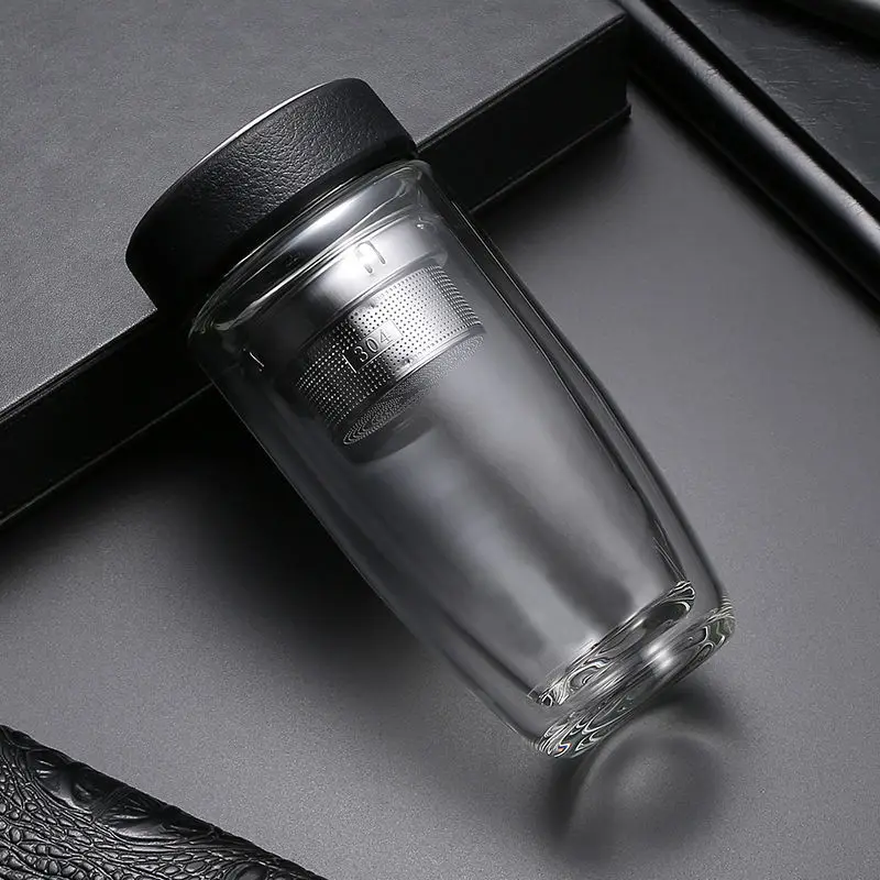 Двухслойная стеклянная Мужская портативная чашка для питья изоляция анти