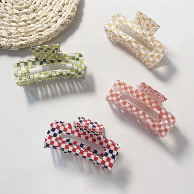 

Elegant Plaid Grab Clip Large Acetate Hair Clip Crab Hair Claws for Women Girl Hair Accessories Hair Style Make