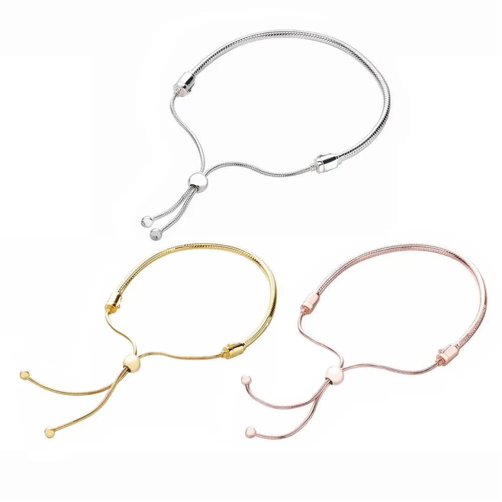 

100% 925 Sterling silver Fit 1:1 shrink pan bracelet charm beads with simple style wear good-looking