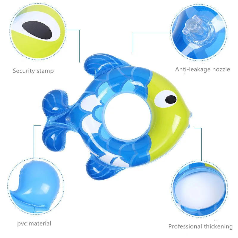 

2021 Popular Cute Fish Model Children's Water Fun Sports Parent-child Interaction Inflatable Thickened Underarm Swimming Ring