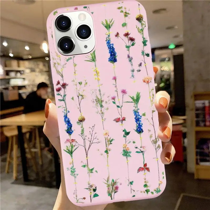 

twig flower Art high quality Phone Case Candy Color for iPhone 6 7 8 11 12 s mini pro X XS XR MAX Plus