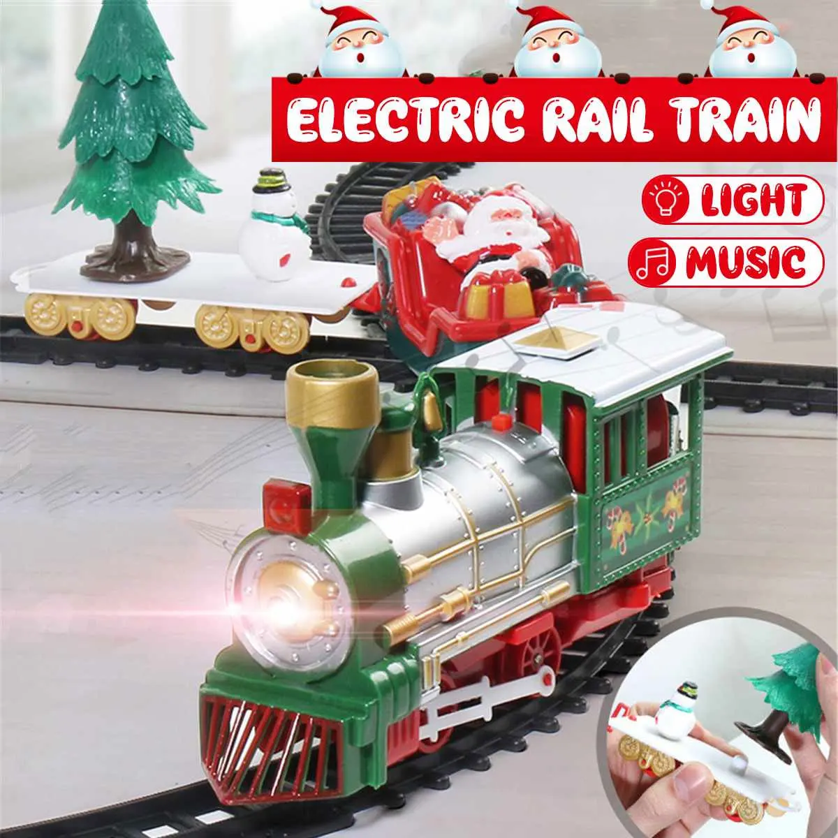 

Christmas Train with Lights and Music Electric Railway RC Train Track Toy Gift Christmas Paty Train Kid Children Rails Track Set