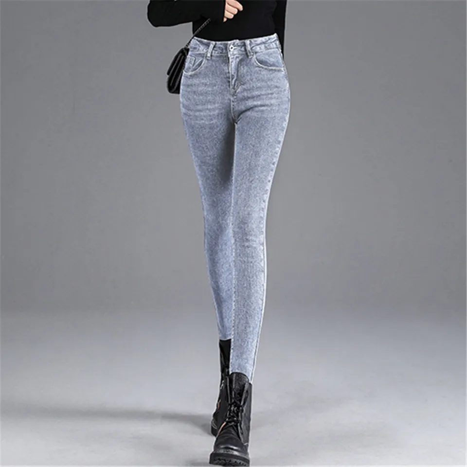 

Осенне-зимние женские джинсовые брюки, узкие брюки-карандаш до щиколотки из эластичного денима с высокой талией и пуговицами в стиле ретро