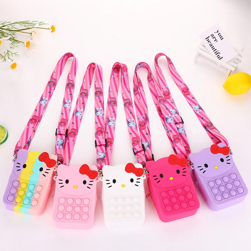 

Adjustable Bag Girls Anti Stress Fidget Toys Squeeze Decompression Coin Purse Kawaii Cat Storage Bag Kids Simple Dimple Relax