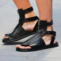 2021 summer mens fashion flat heel roman zipper sandals anti slip fashion wear resistant soft bottom versatile hot sale 3kc186