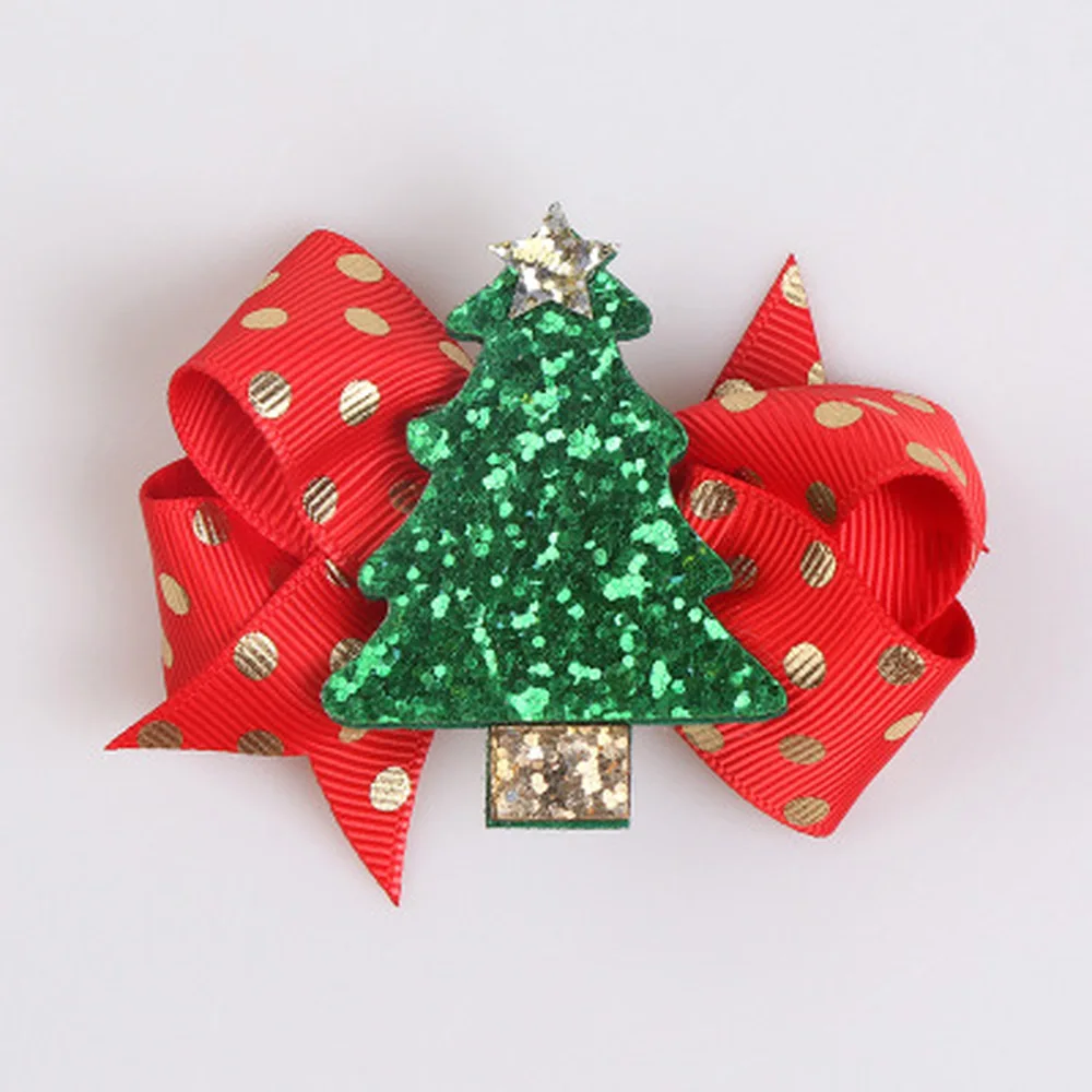 2 шт./компл. Рождественская серия заколки для волос с милым блестящим бантом