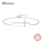 Modian 100% 925 стерлингового серебра Классический простой крест элегантные регулируемые браслеты цепочки для женщин для отдыха в ночном клубе, ювелирные украшения аксессуары