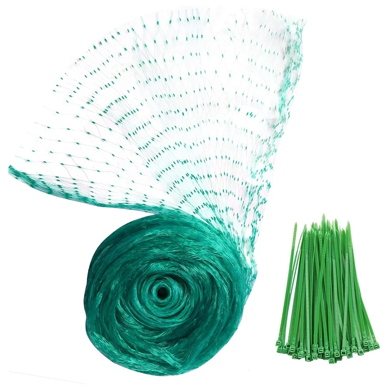 

Garden Bird Netting, 13 x 26 Ft Reusable Nylon Garden Netting- Fruit Tree Netting Protect Plants and 50 Pcs Plant Ties