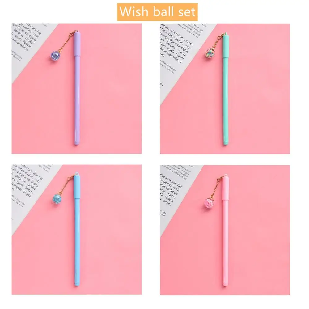 4pcs Wish ball set 4 шт кристальная звезда желаний кулон ручка шариковая черный цвет гелевые чернила ручки для письма цепи алмазное украшение офиса школы F791 - Цвет: 4pcs Wish ball set