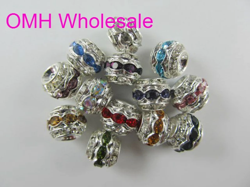 

OMH wholesale 10pcs 10 mm mix DIY Rhinestones Jewelry accessories AAA++ Crystal charm round beads for Shambhala bracelet PJ315