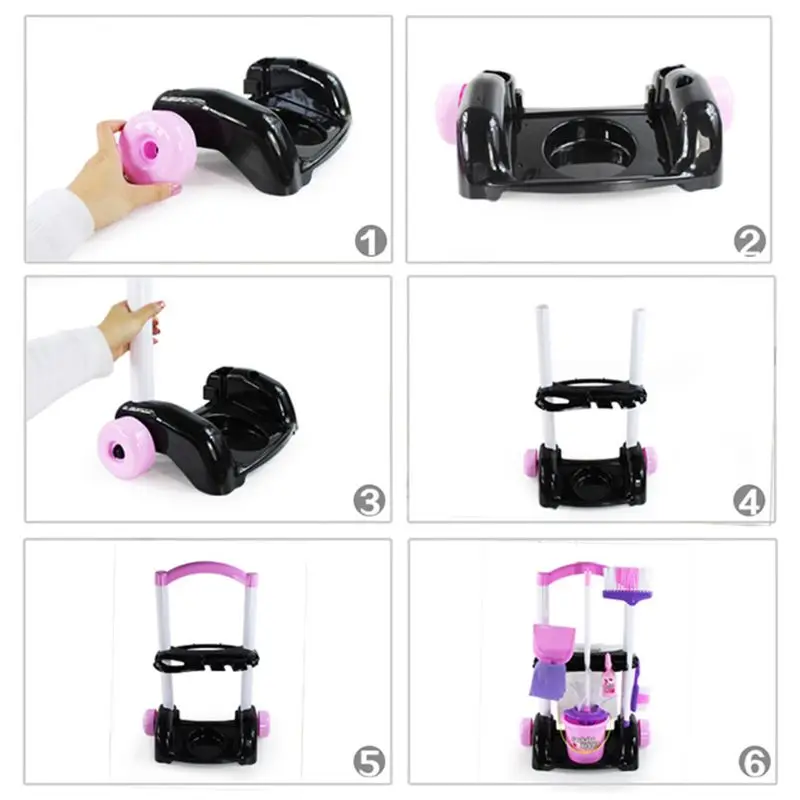 

Free Shipping House Cleaning Trolley Set Kids Pretend Play Toy Little Helper Cleaning Cart Play Set Child Cleaning Supplies Toy